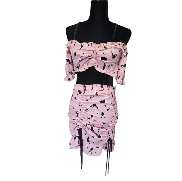 NWT Nasty Gal Leave Your Mark Crop Top And Ruched Skirt Set Size 2 - Picture 9 of 10